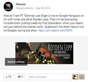 One of our favorite things about Wacom's G+? The awesome use of Hangouts! 